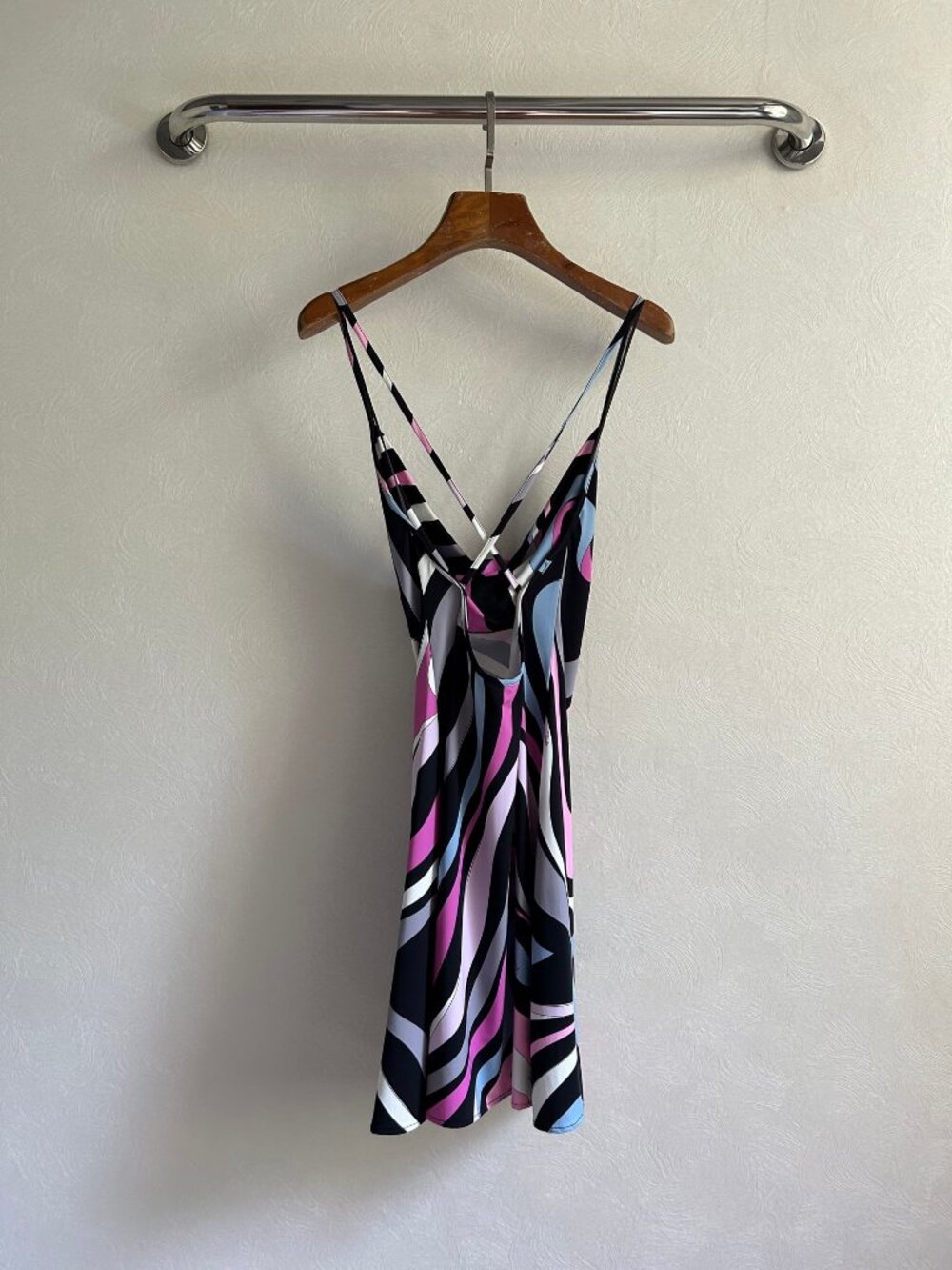 Emilio Pucci Swirl Print Cowl Cross Back Mini Slip Dress - Picture 9 of 9
